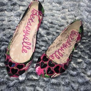 Betsey Johnson Flats with Flowers & Hearts